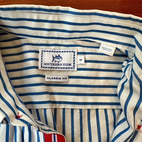 Southern Tide Striped Men’s Button-Down Medium Classic Fit - Picture 4 of 10
